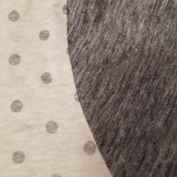 J Crew M linen polka dot baseball T cream/grey - Picture 6 of 8